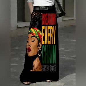 Black History Month Graphic Maxi Skirt “Breaking Every Chain Since 1865”